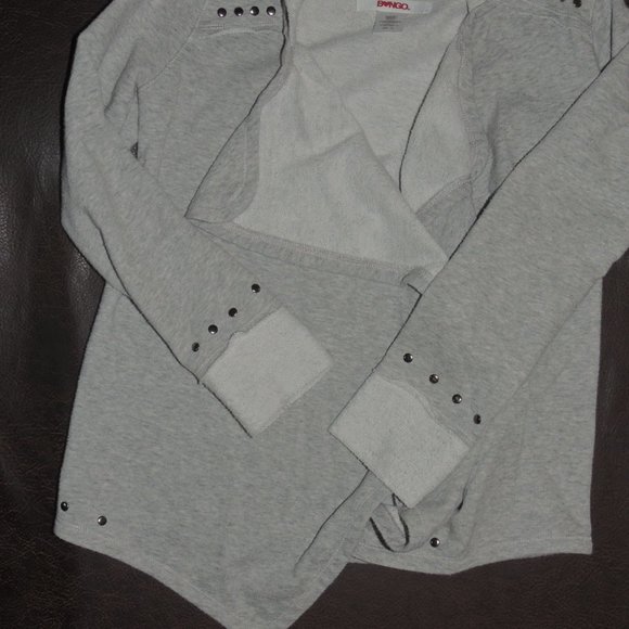 Bongo - Open Ripple Design Sweatshirt Cardigan with Stud Accents - Picture 3 of 7